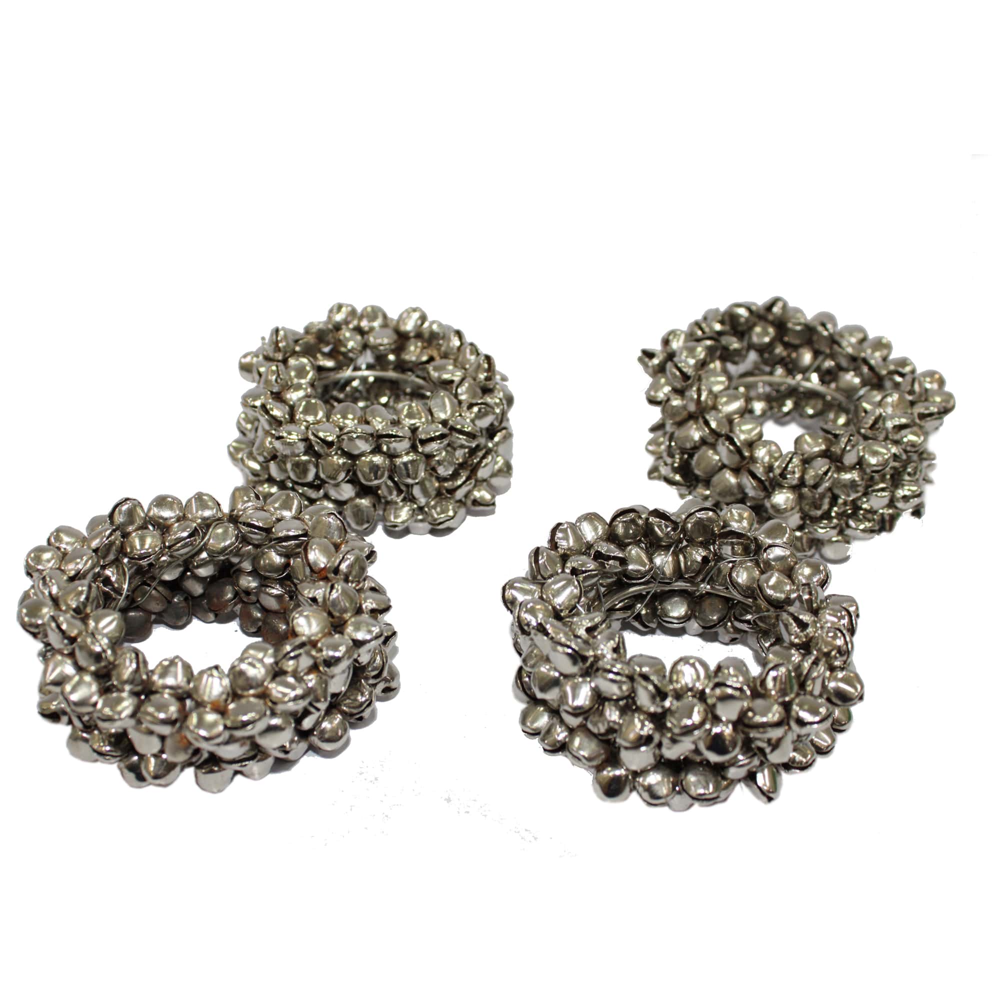 Silver Jingle Bells Napkin Rings Set of Four